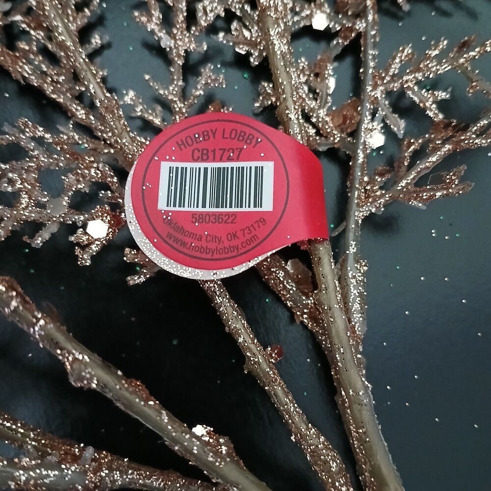 Hobby Lobby Large Christmas Holiday Floral Decor Pine Leaf Gold-Glitter Plastic - Picture 8 of 12